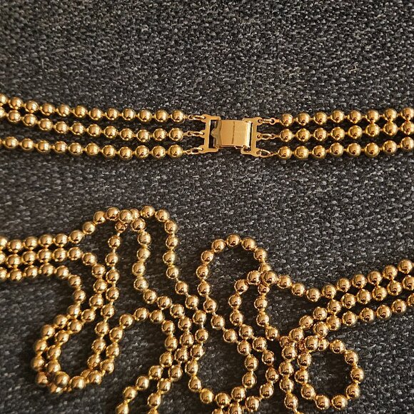 Napier Vintage Triple Strand Layered Necklace - Picture 10 of 12